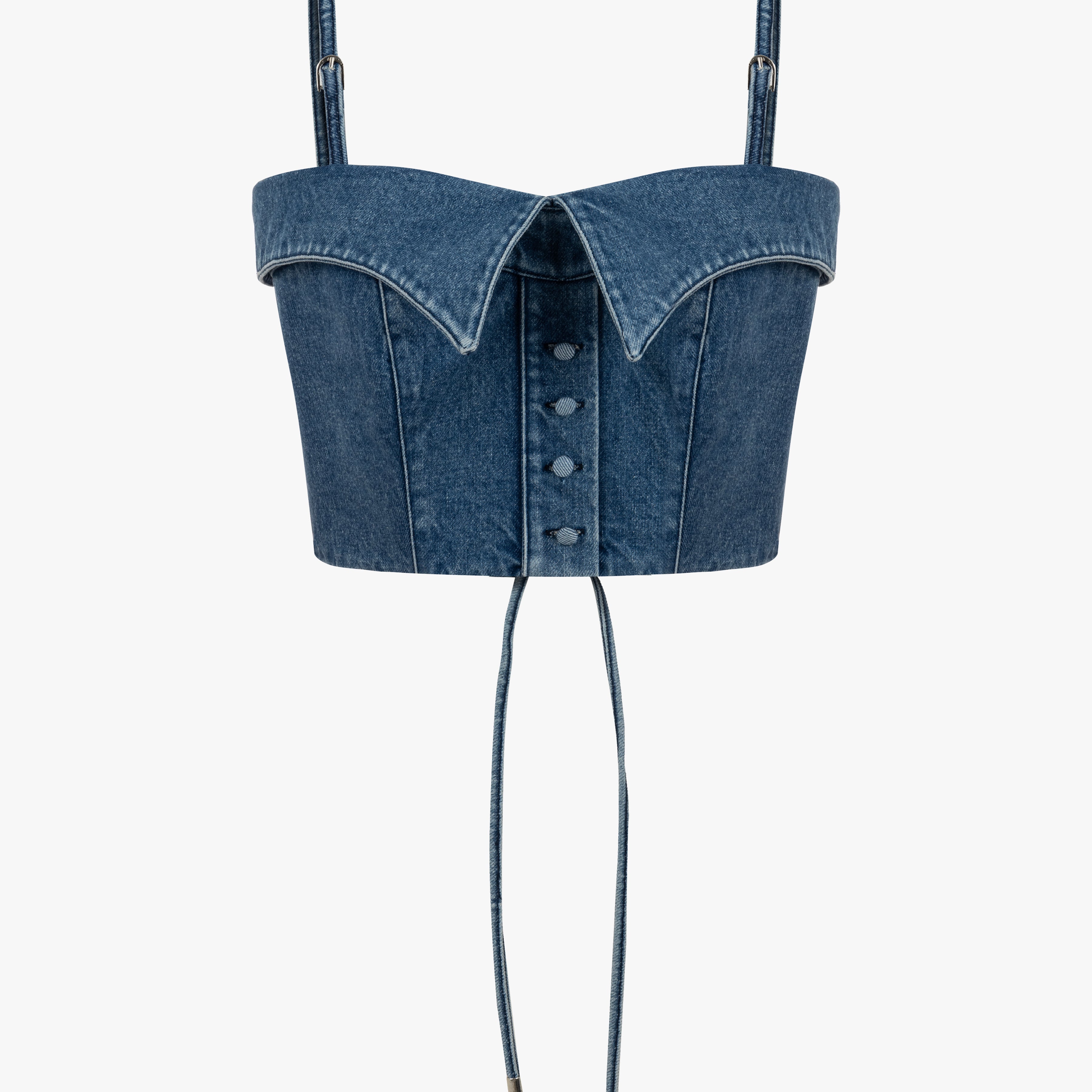 La Shirt Bustier in Denim
