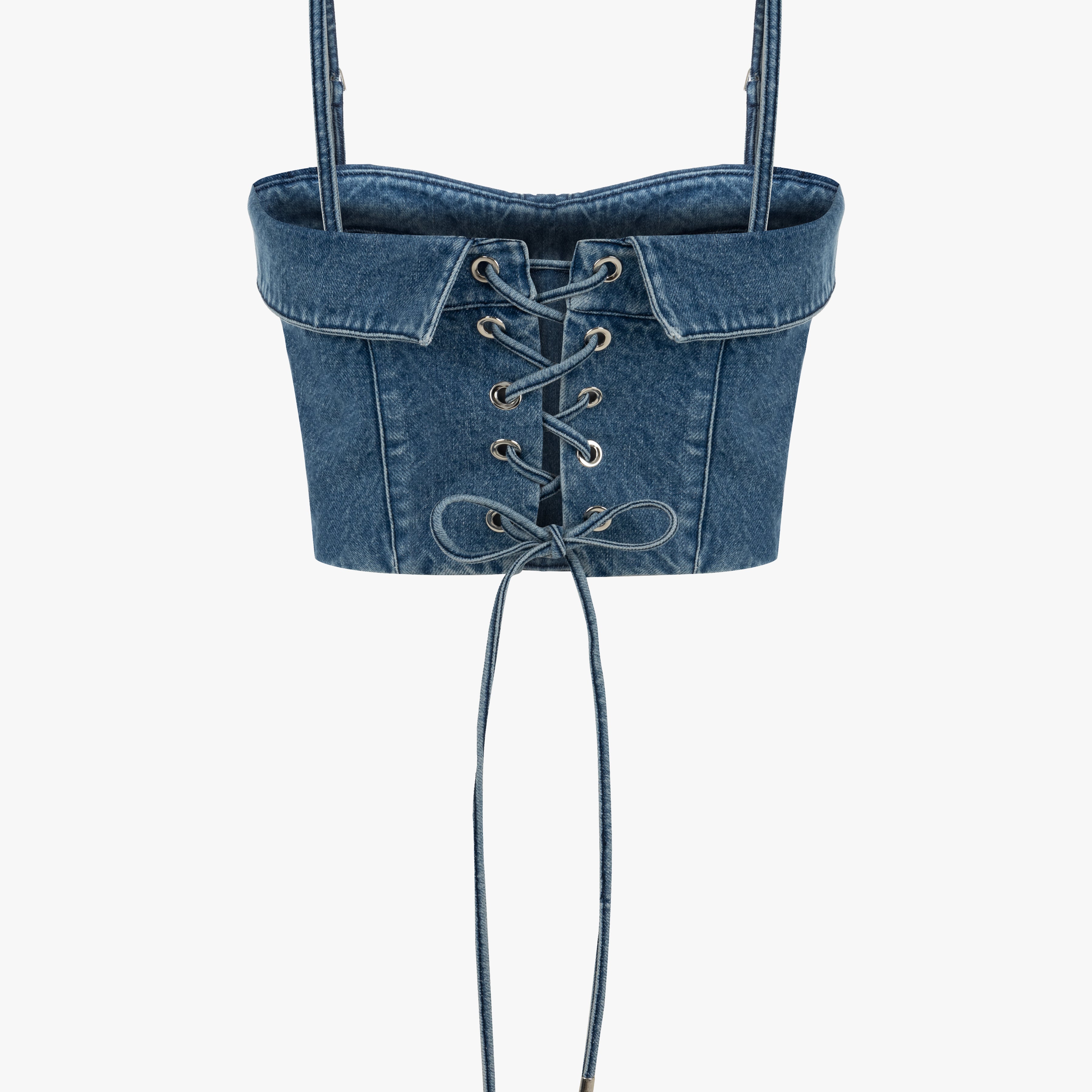 La Shirt Bustier in Denim
