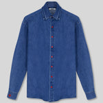 The Red Buttoned Denim Shirt
