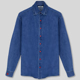 The Red Buttoned Denim Shirt
