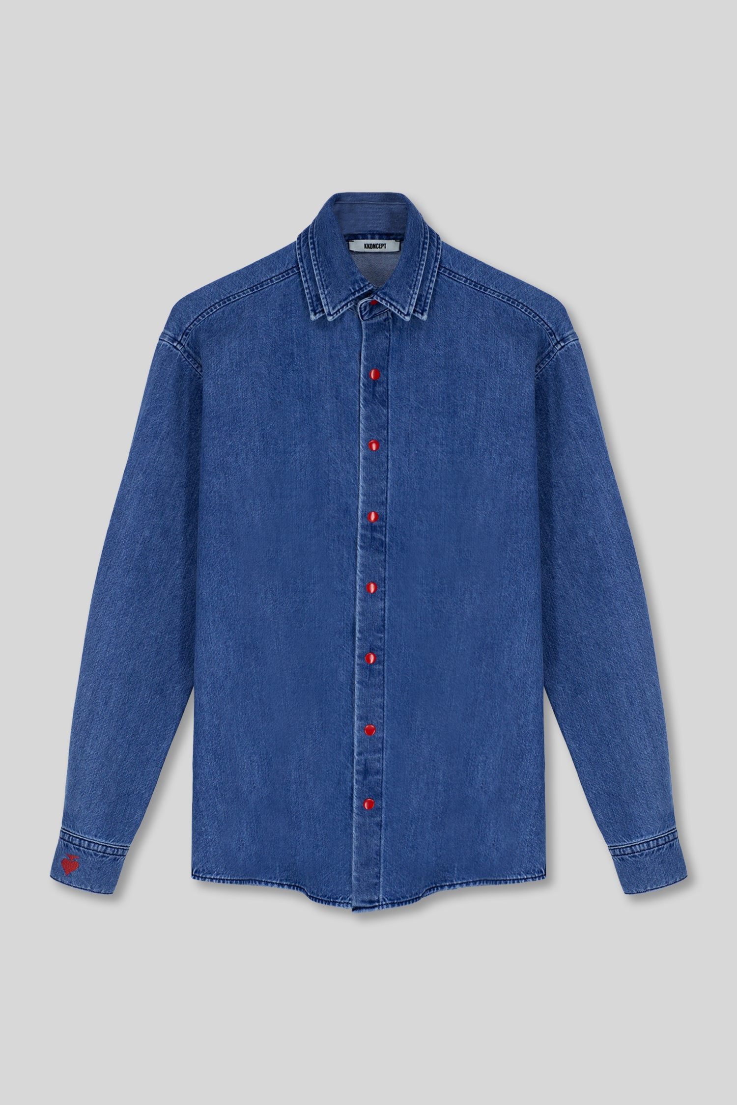 The Red Buttoned Denim Shirt
