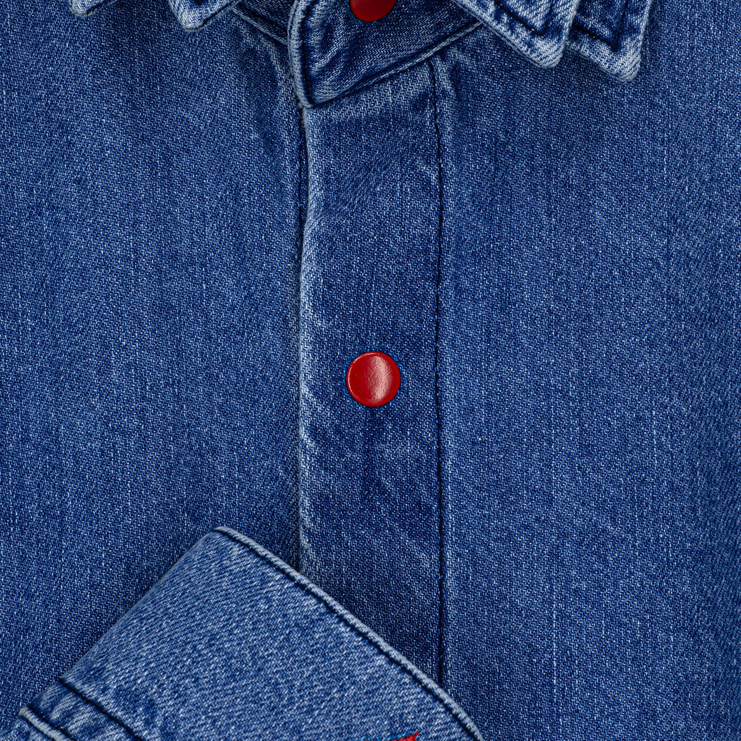 The Red Buttoned Denim Shirt
