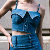 La Shirt Bustier in Denim
