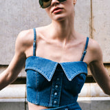 La Shirt Bustier in Denim
