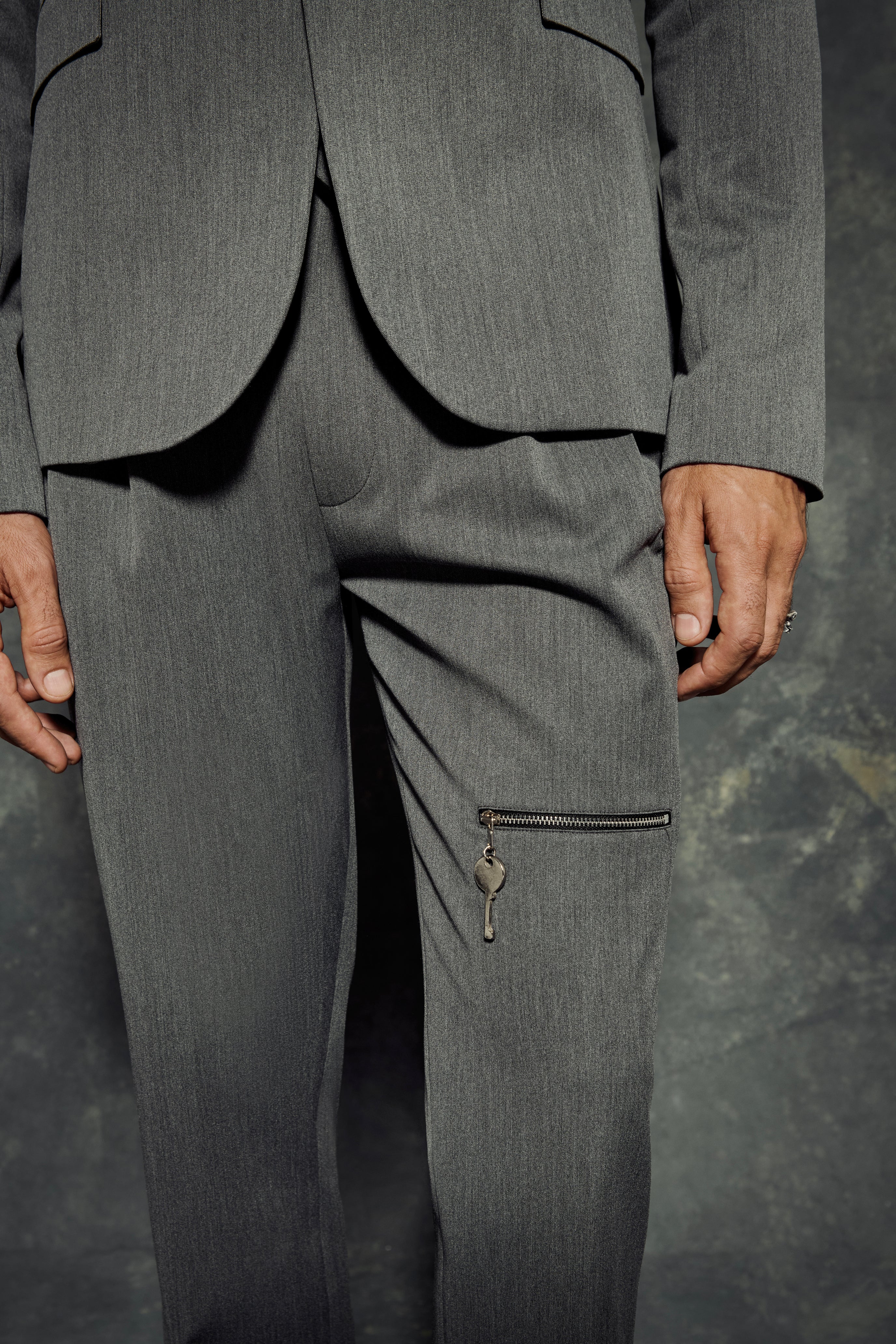The Grey Key Zipper Pants
