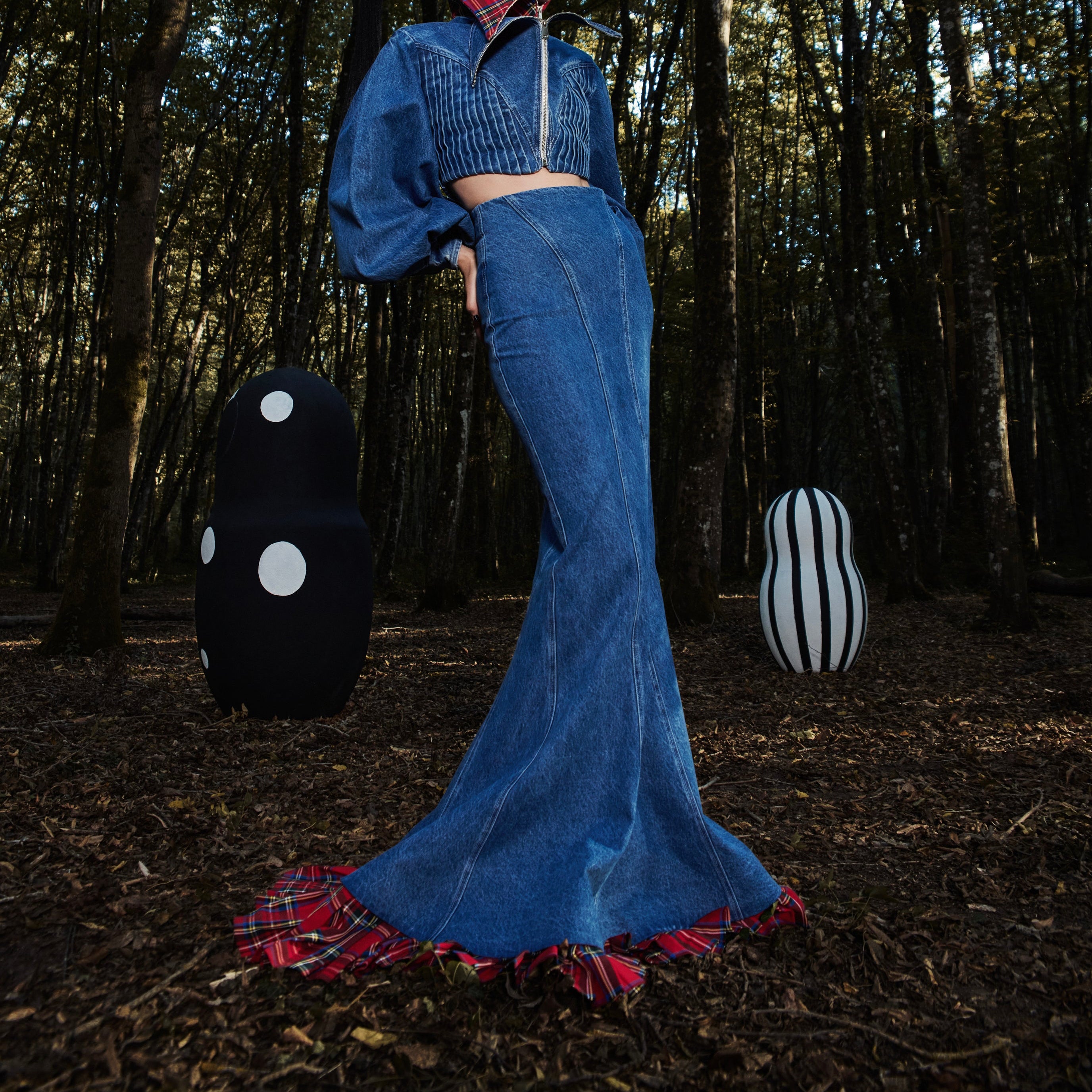 The Hidden Tartan Denim Skirt
