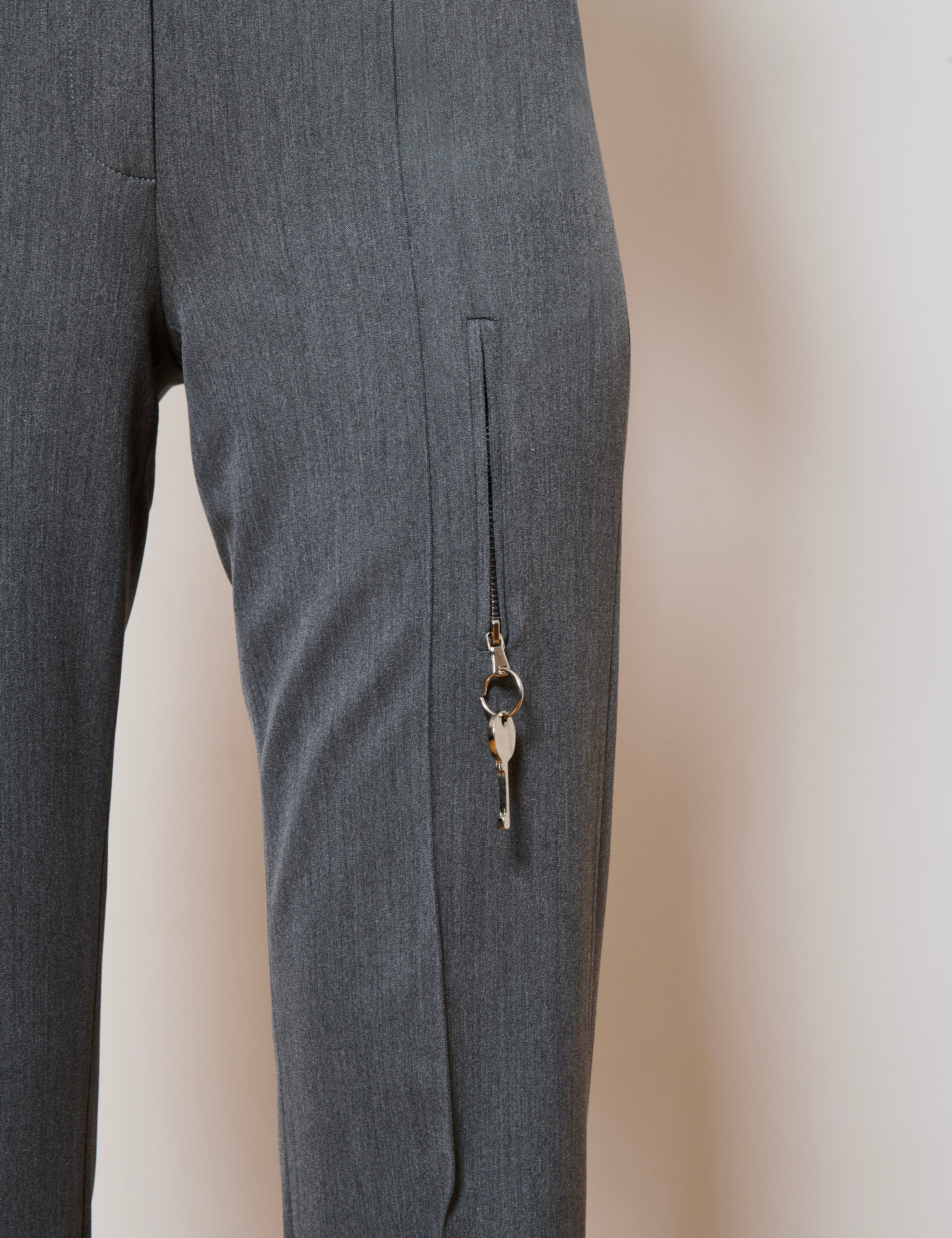 Her Grey Zipper Pants
