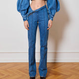Double Belt Denim Pants
