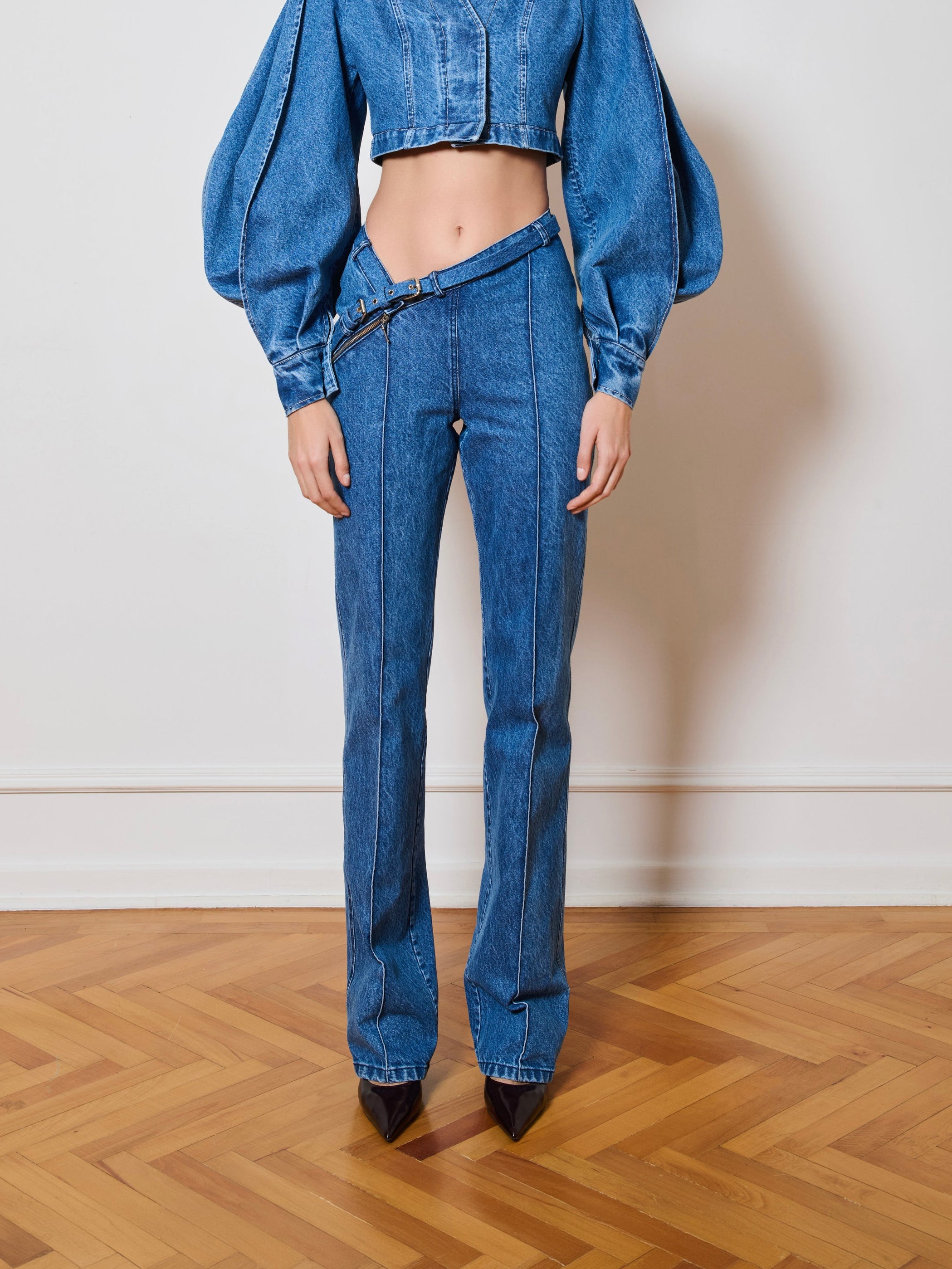Double Belt Denim Pants
