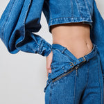 Double Belt Denim Pants
