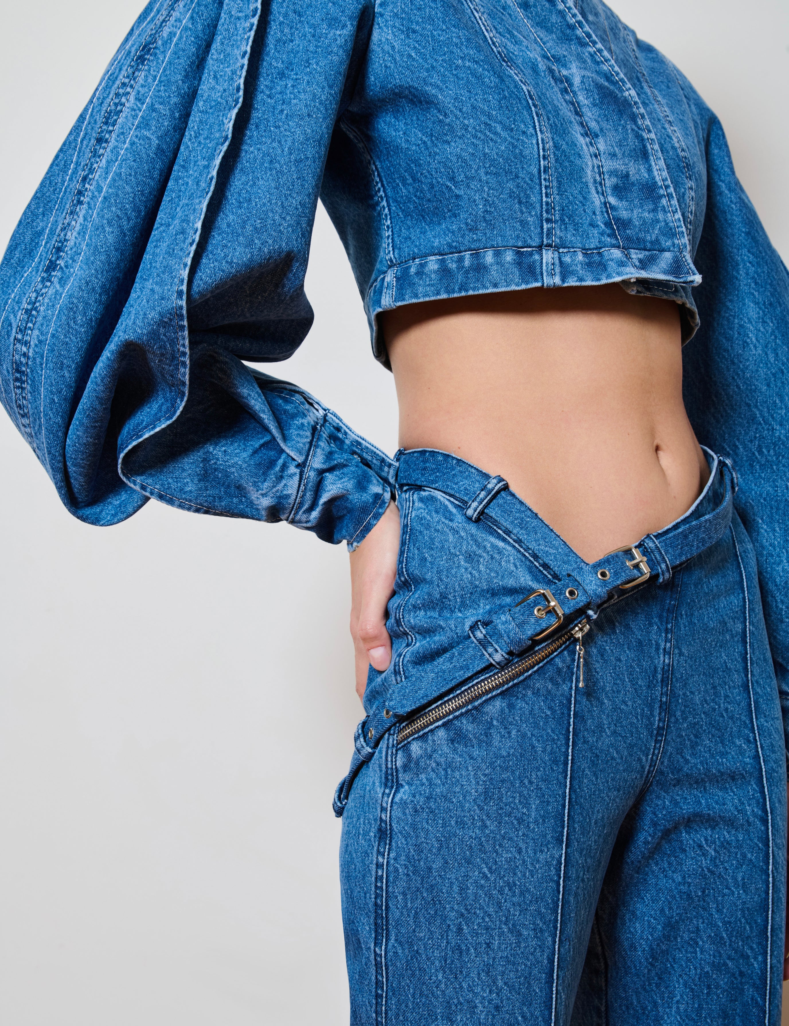 Double Belt Denim Pants
