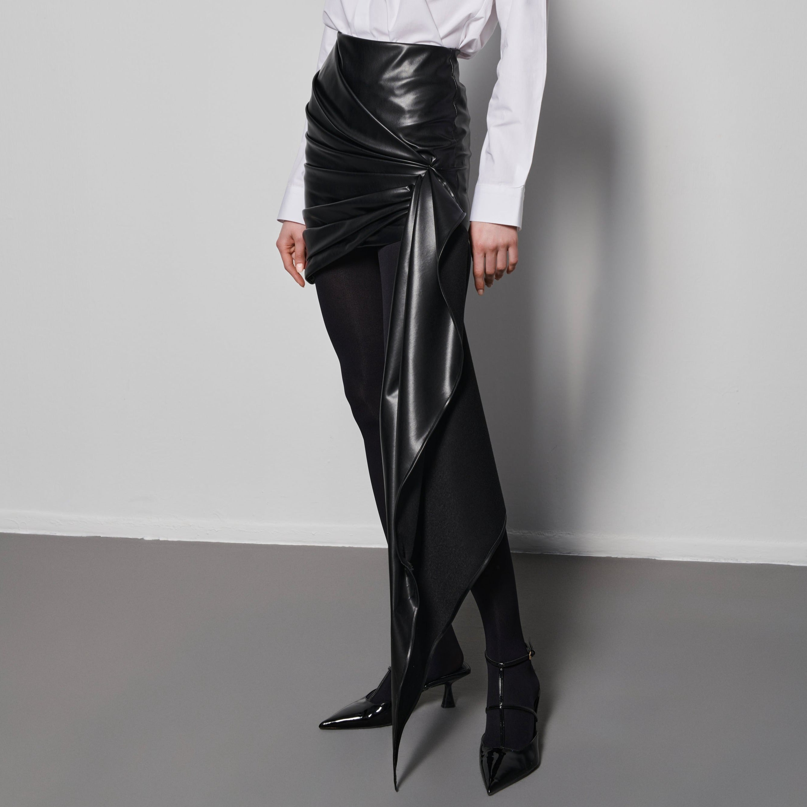 Cuir drapé skirt
