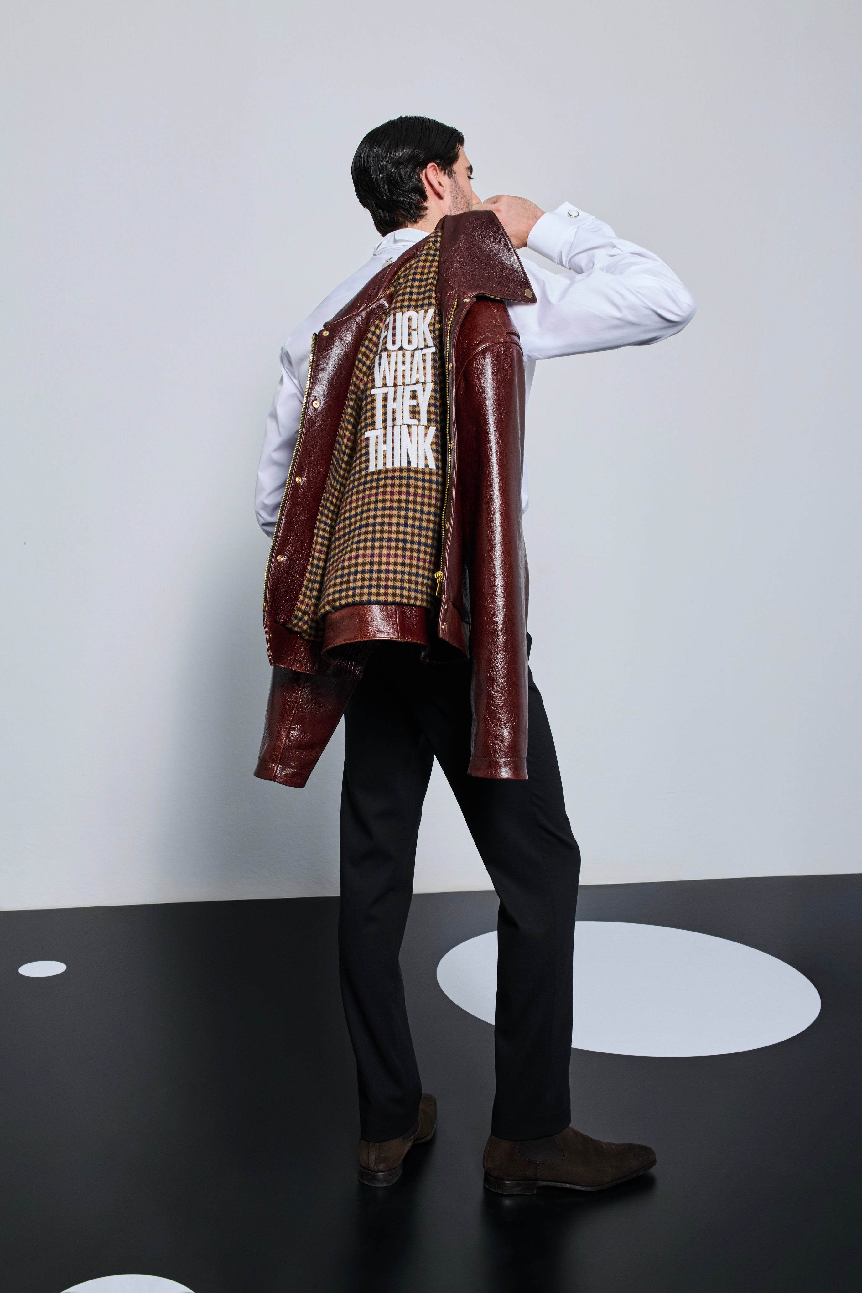 His Thoughts Leather Jacket
