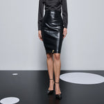 The Leather Pencil Lock Skirt
