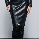 The Leather Pencil Lock Skirt
