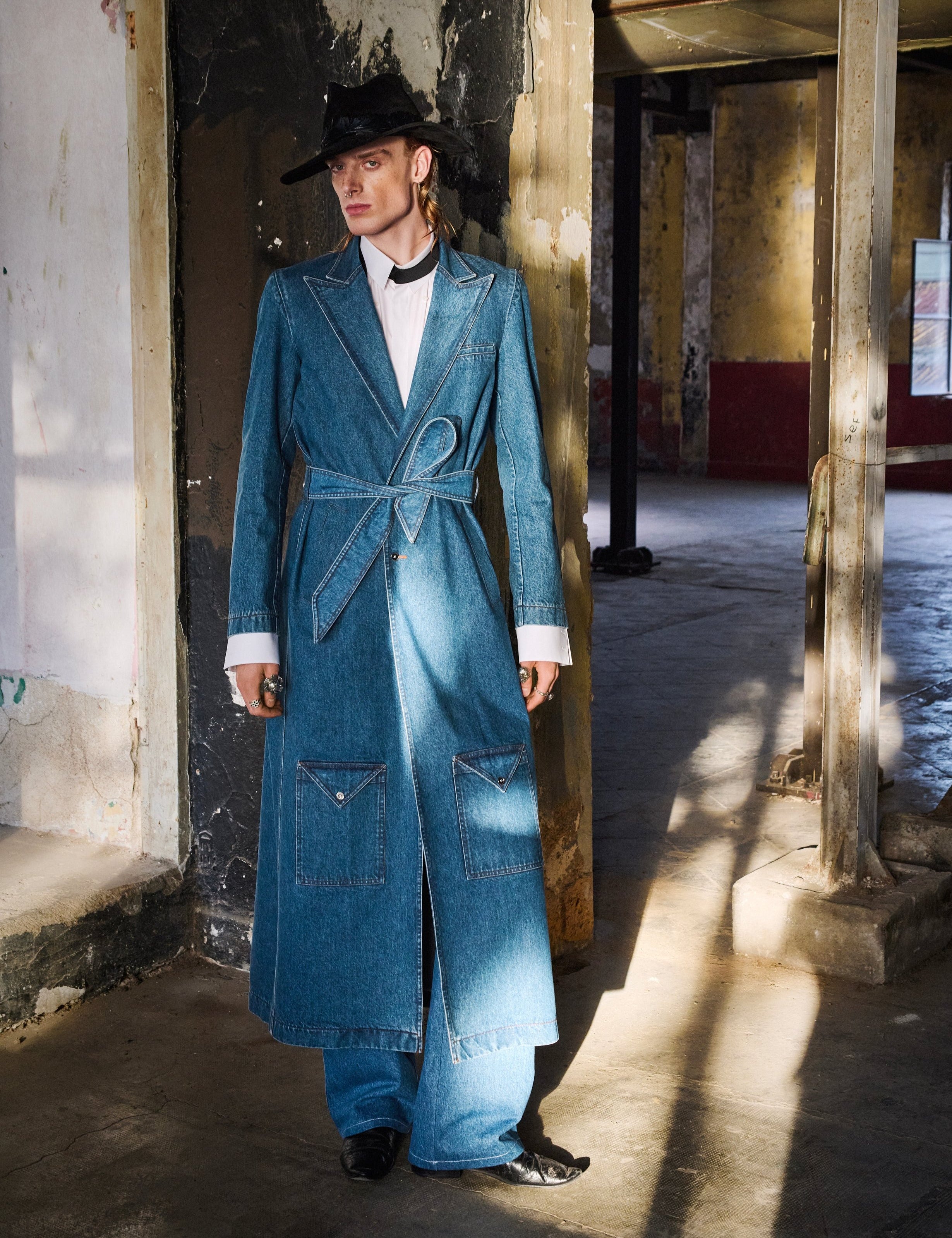 His  Denim Trench Coat
