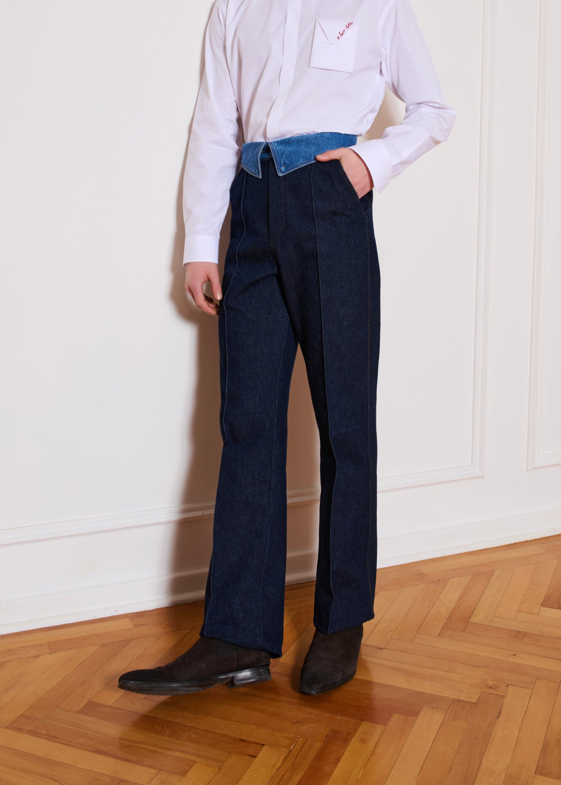 His Blue Jeans Collar Pants
