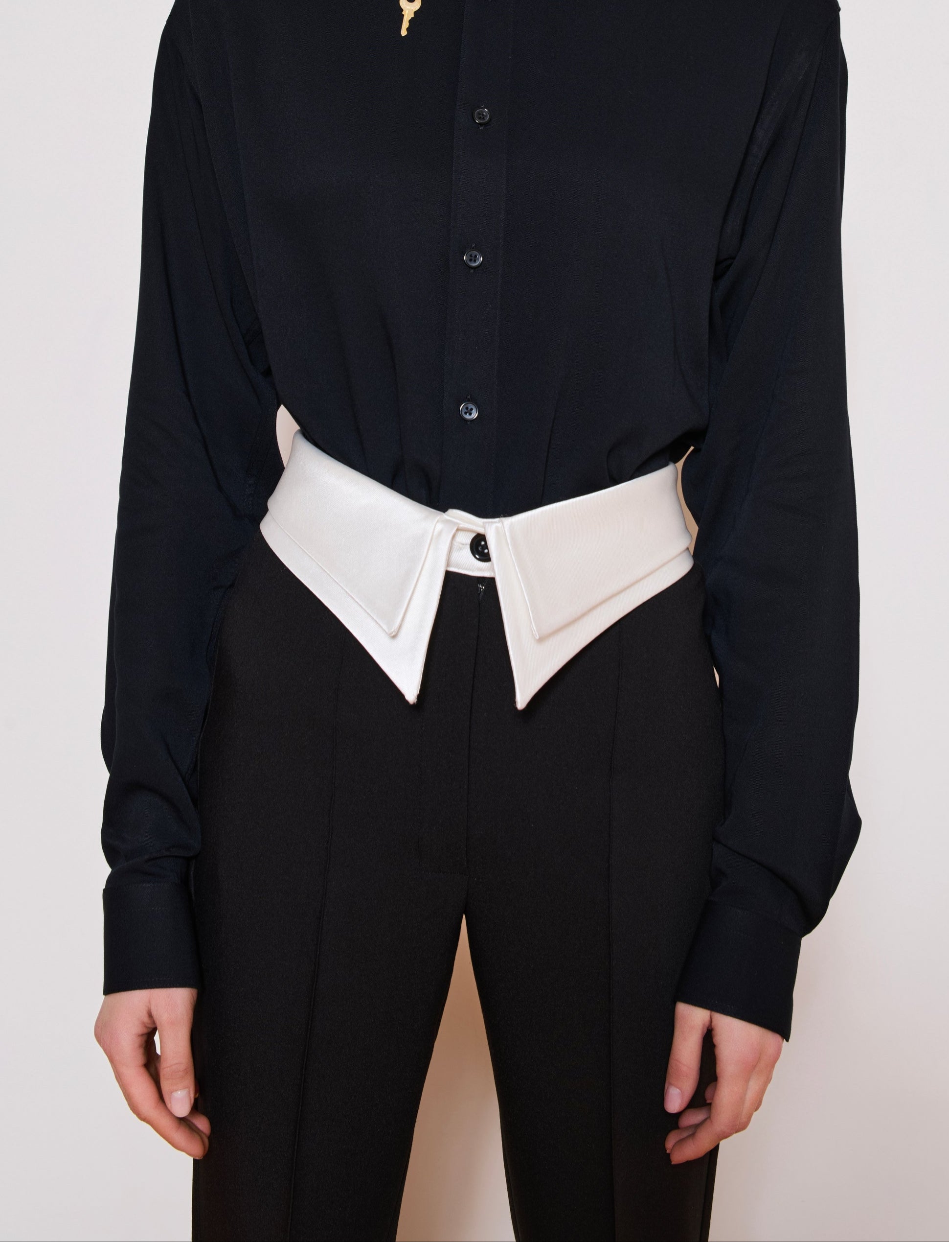 Her White Collar Pants
