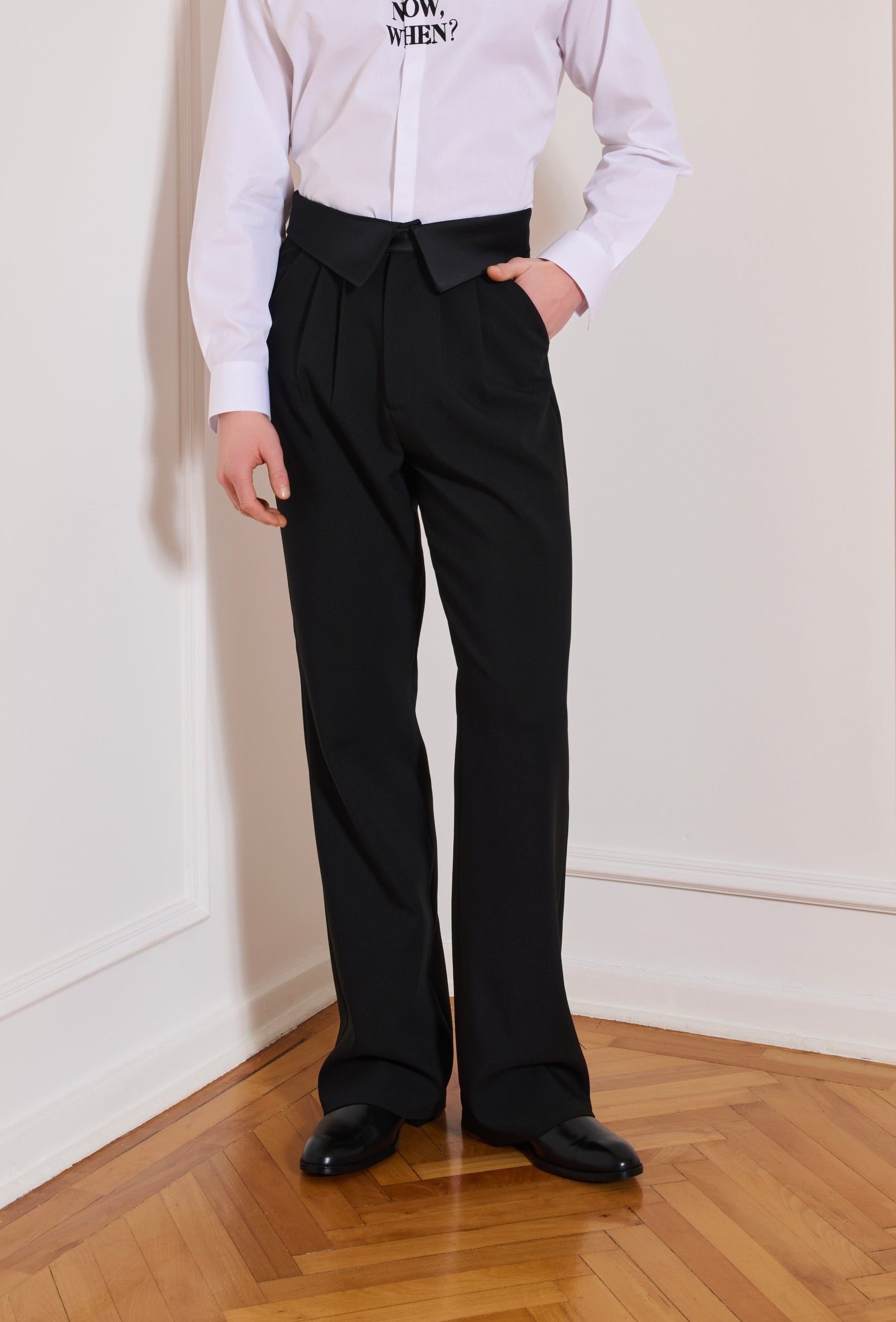 His Black Collar Pants
