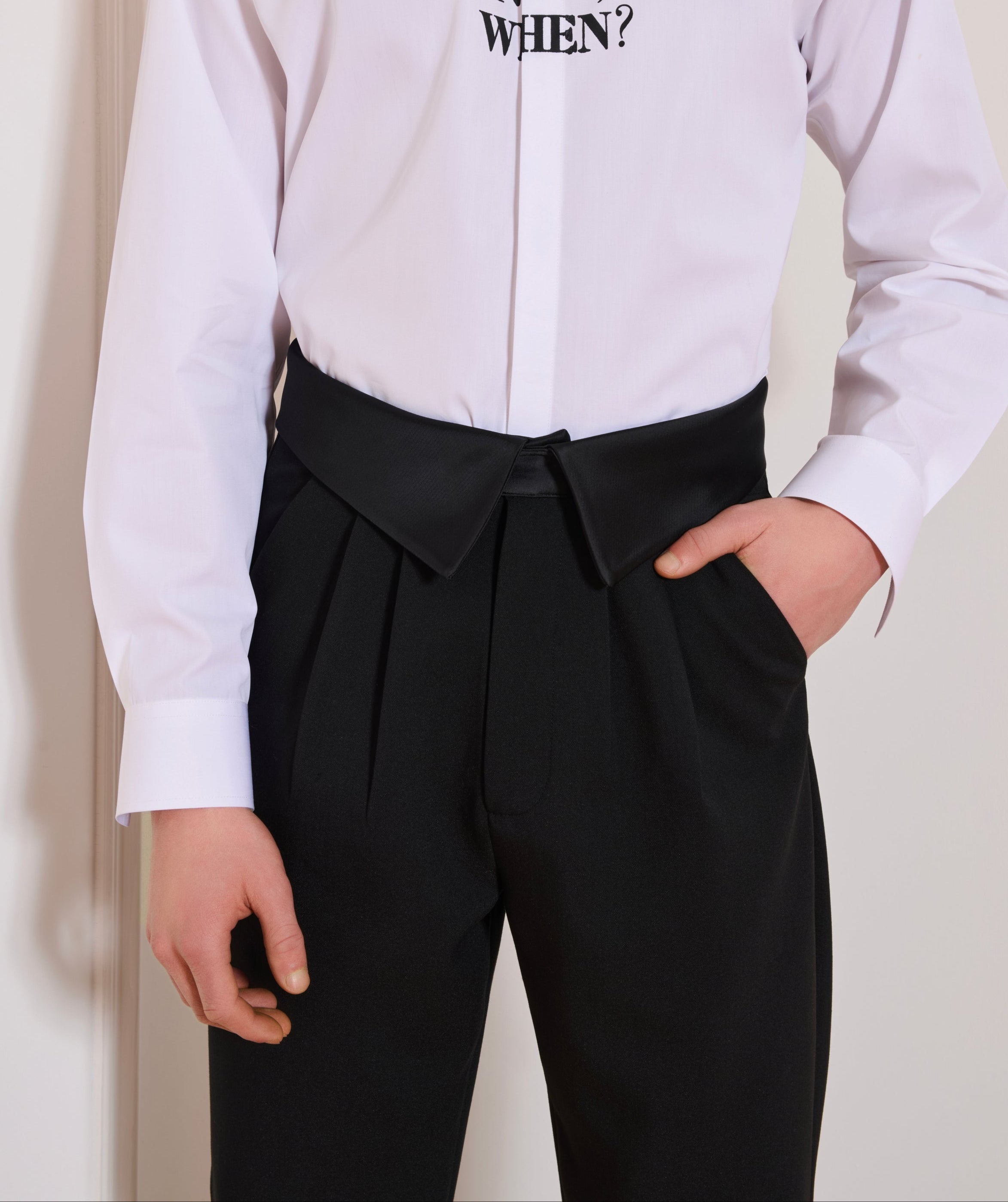 His Black Collar Pants
