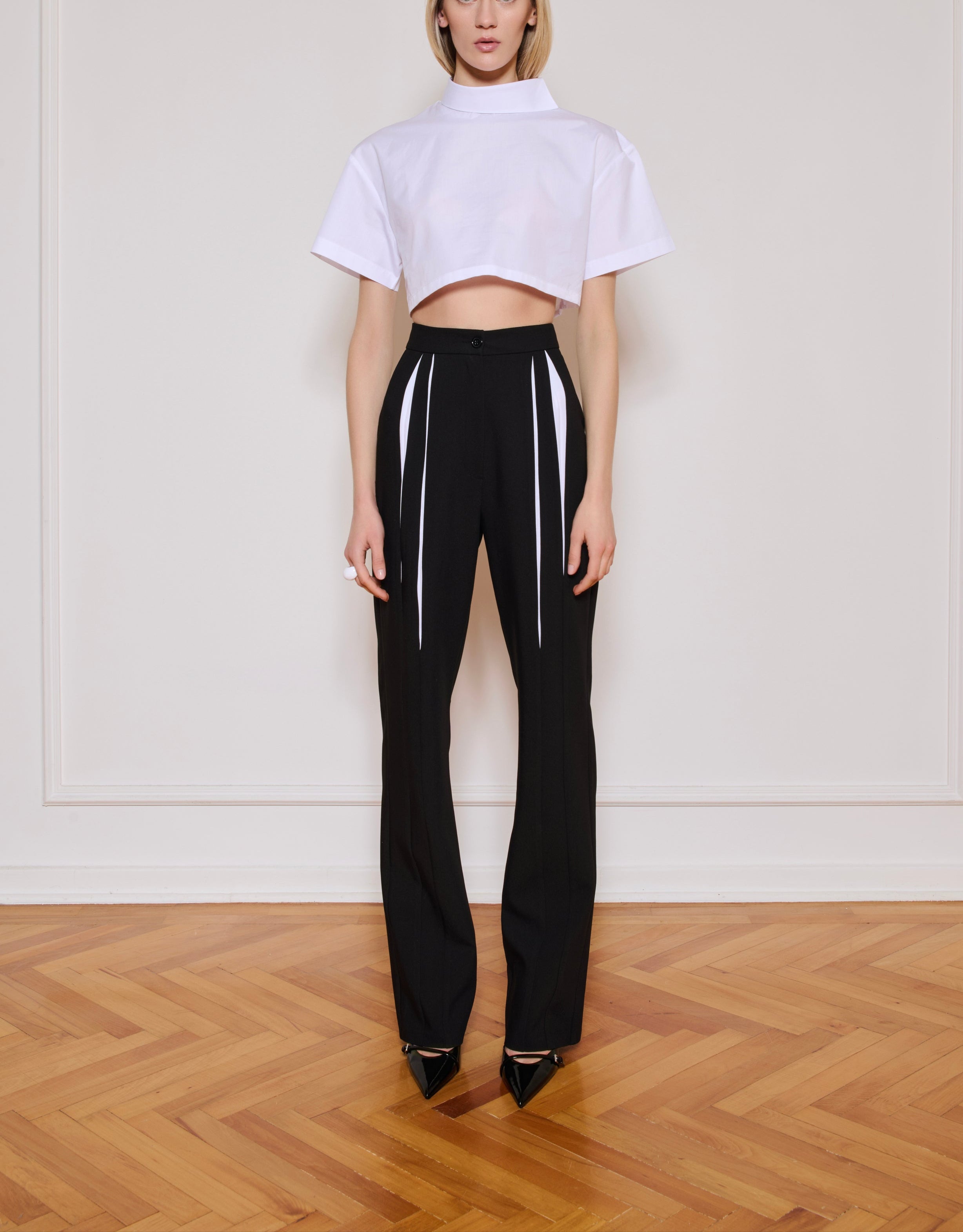 Her White Pleat Pants
