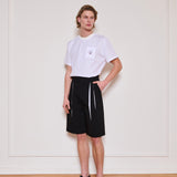 His White Pleat Shorts
