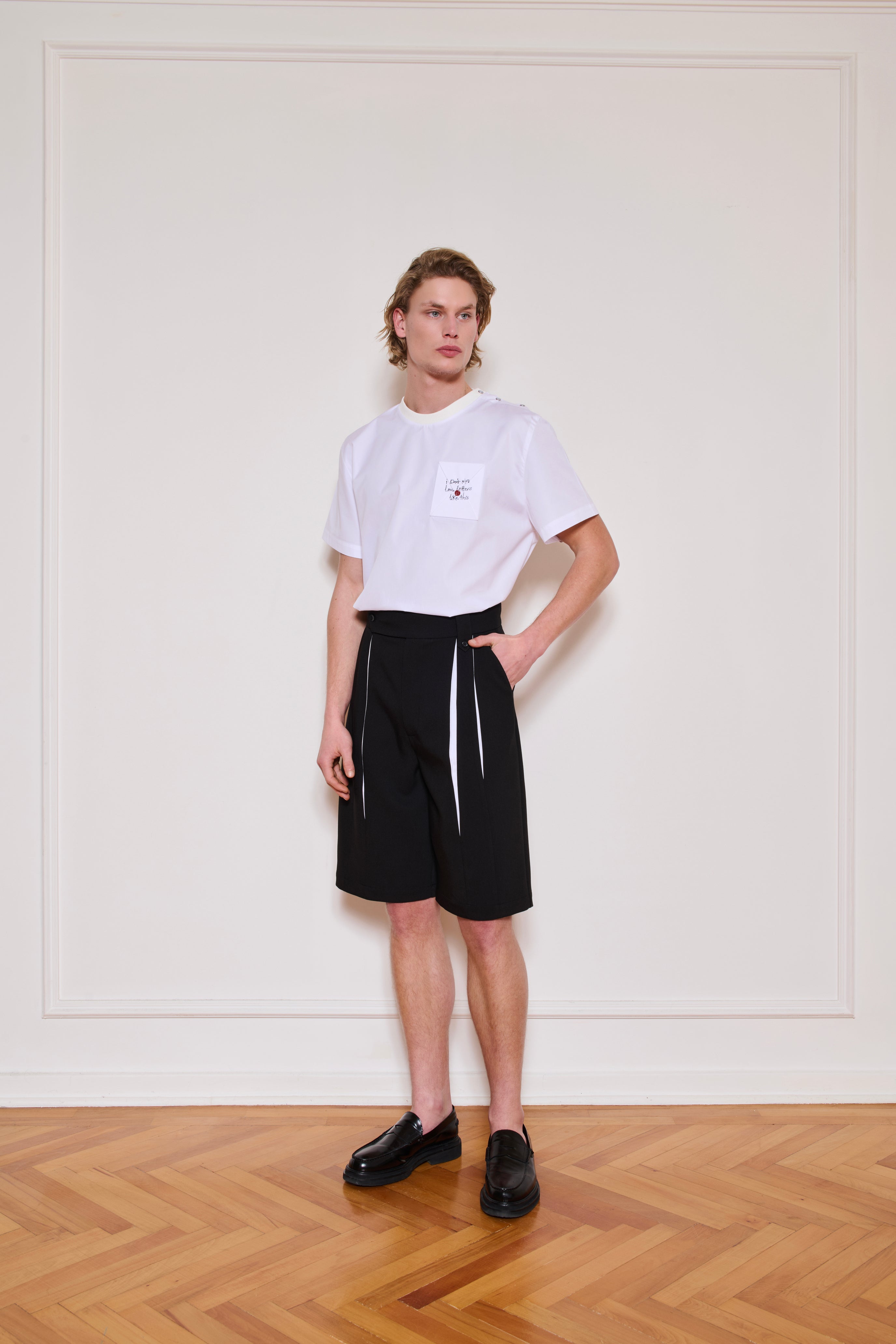 His White Pleat Shorts
