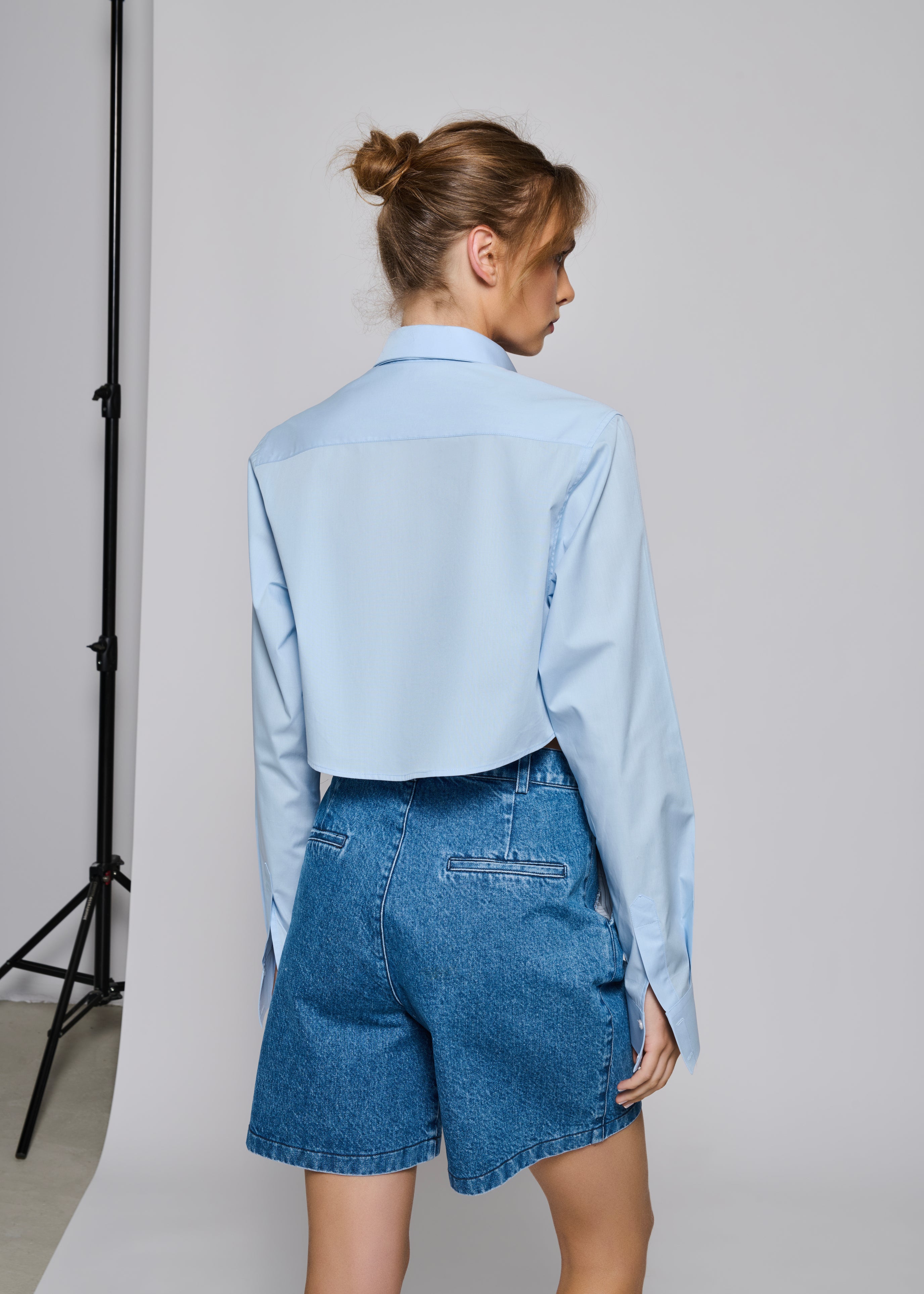 Blue Bubble Crop Shirt
