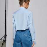 Blue Bubble Crop Shirt
