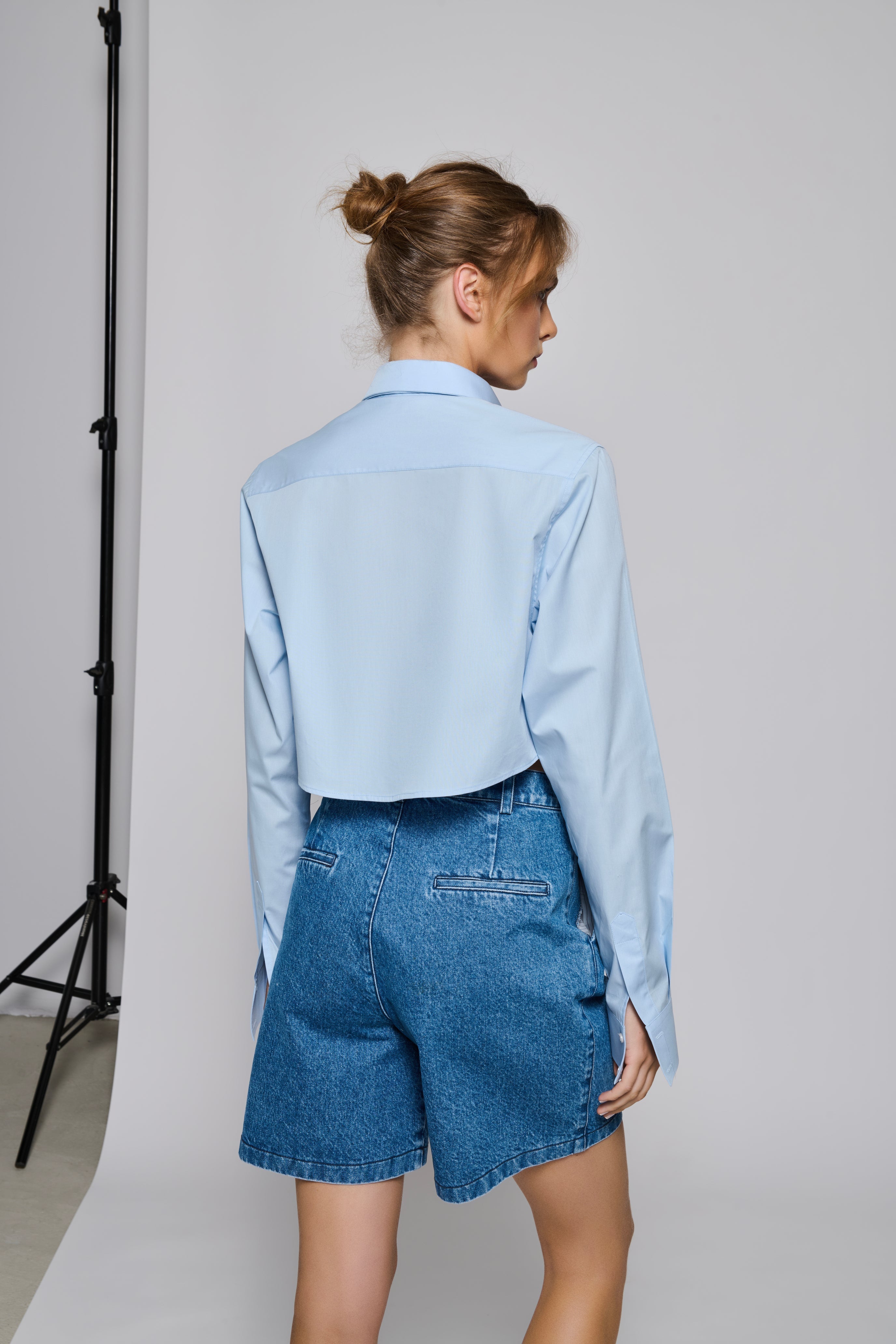Blue Bubble Crop Shirt

