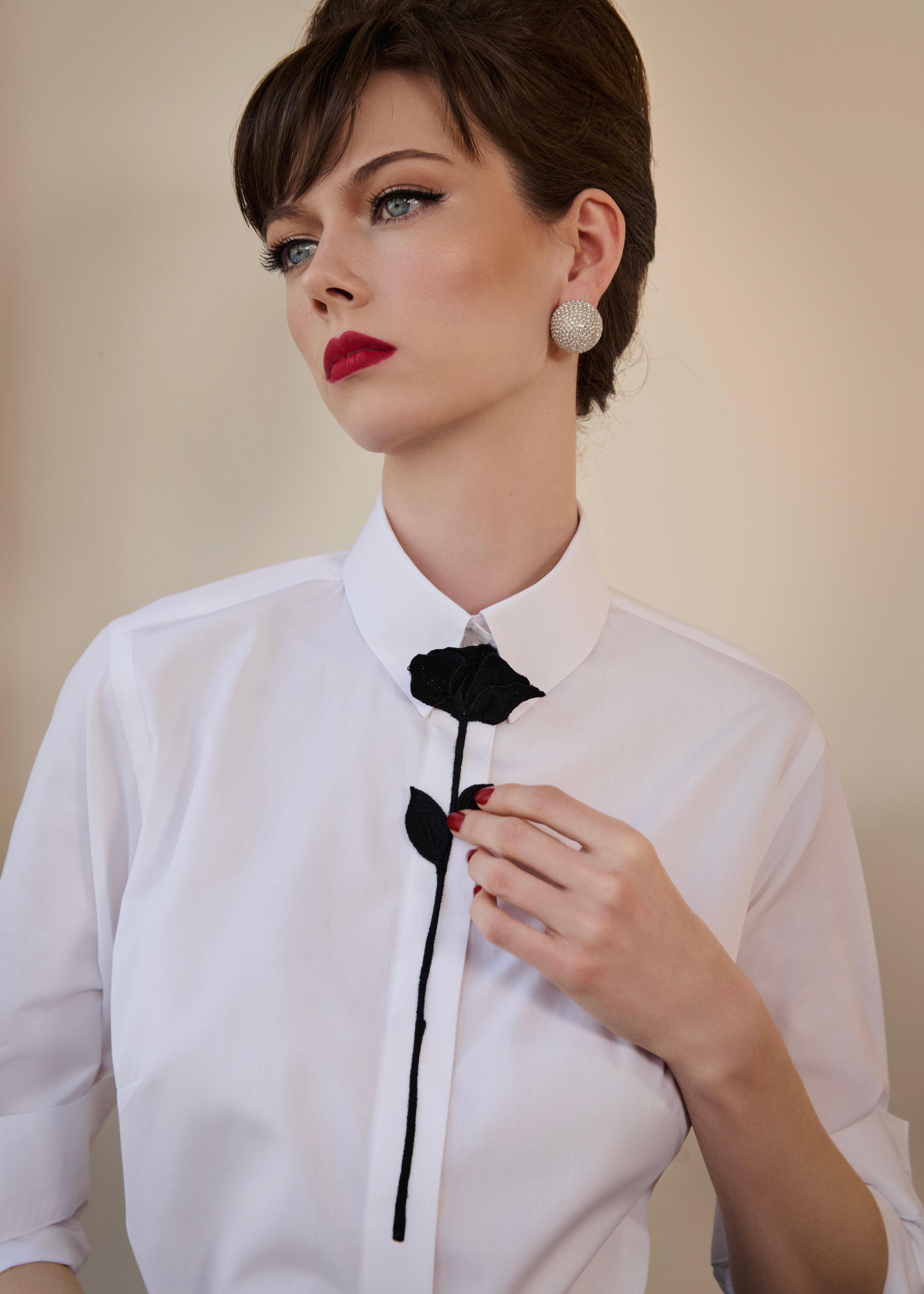 Her Black Rose Tie Shirt
