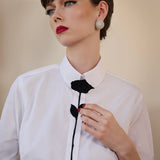 Her Black Rose Tie Shirt
