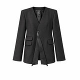 Her Reversed Collar Blazer

