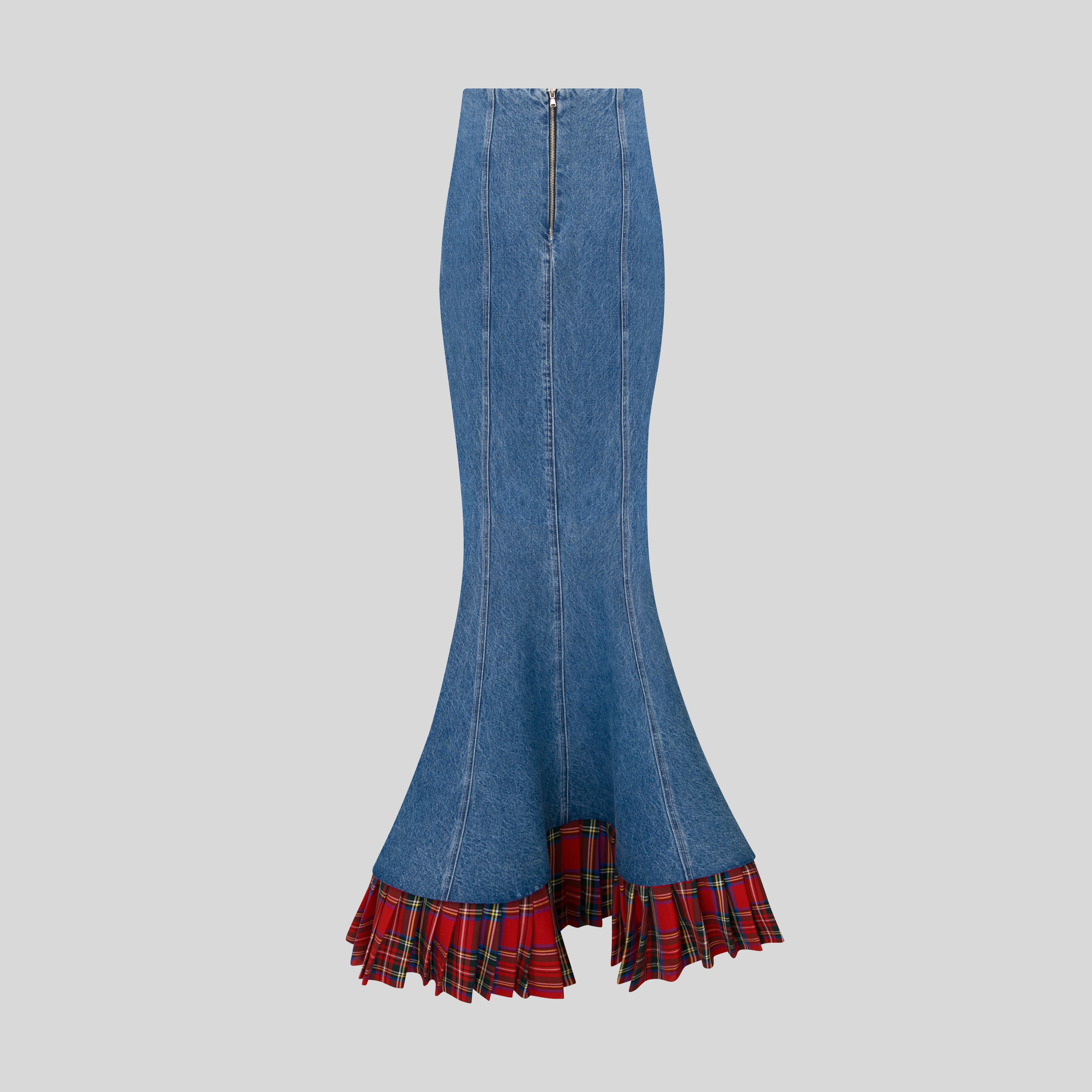 The Hidden Tartan Denim Skirt
