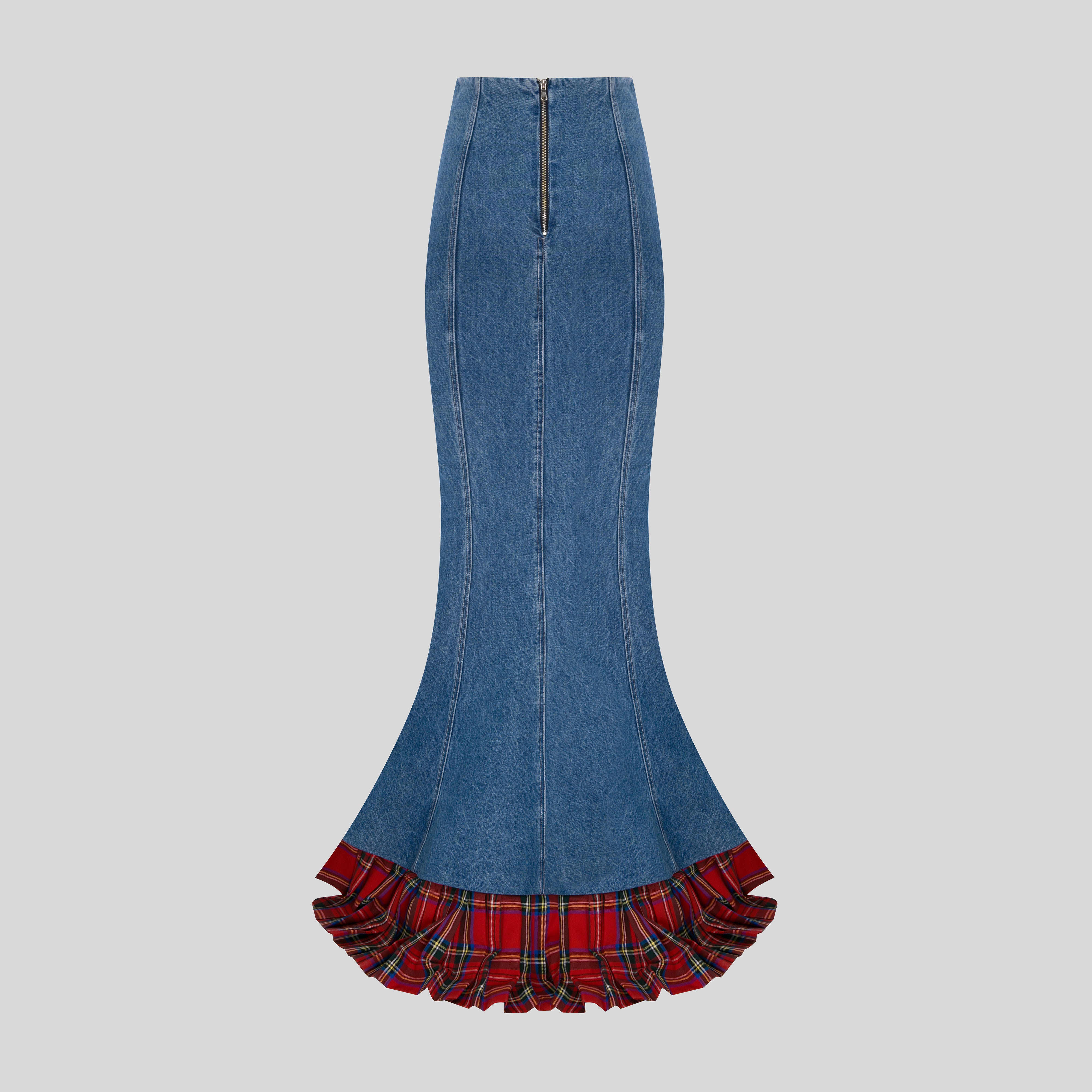 The Hidden Tartan Denim Skirt
