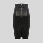 The Leather Pencil Lock Skirt
