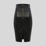 The Leather Pencil Lock Skirt
