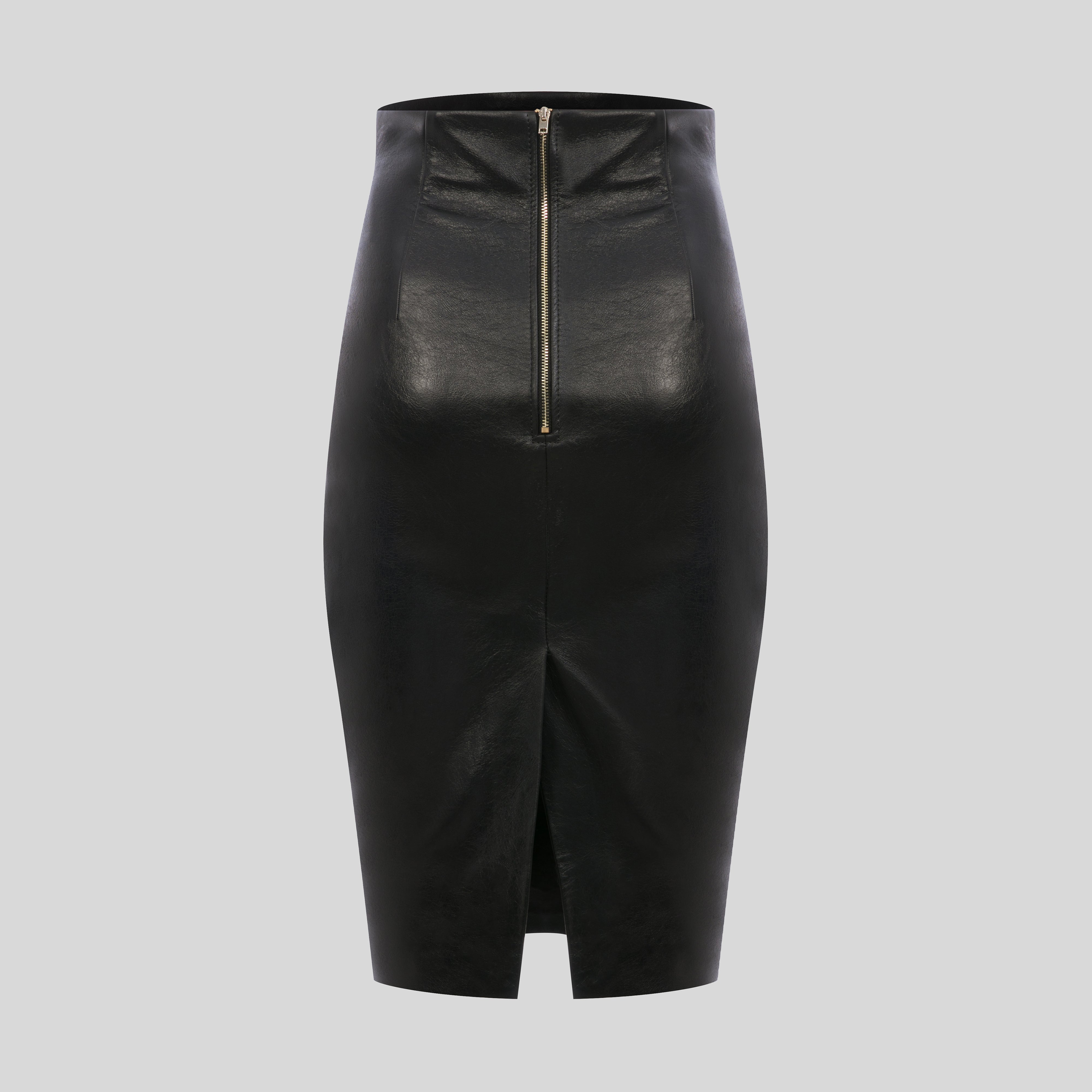 The Leather Pencil Lock Skirt
