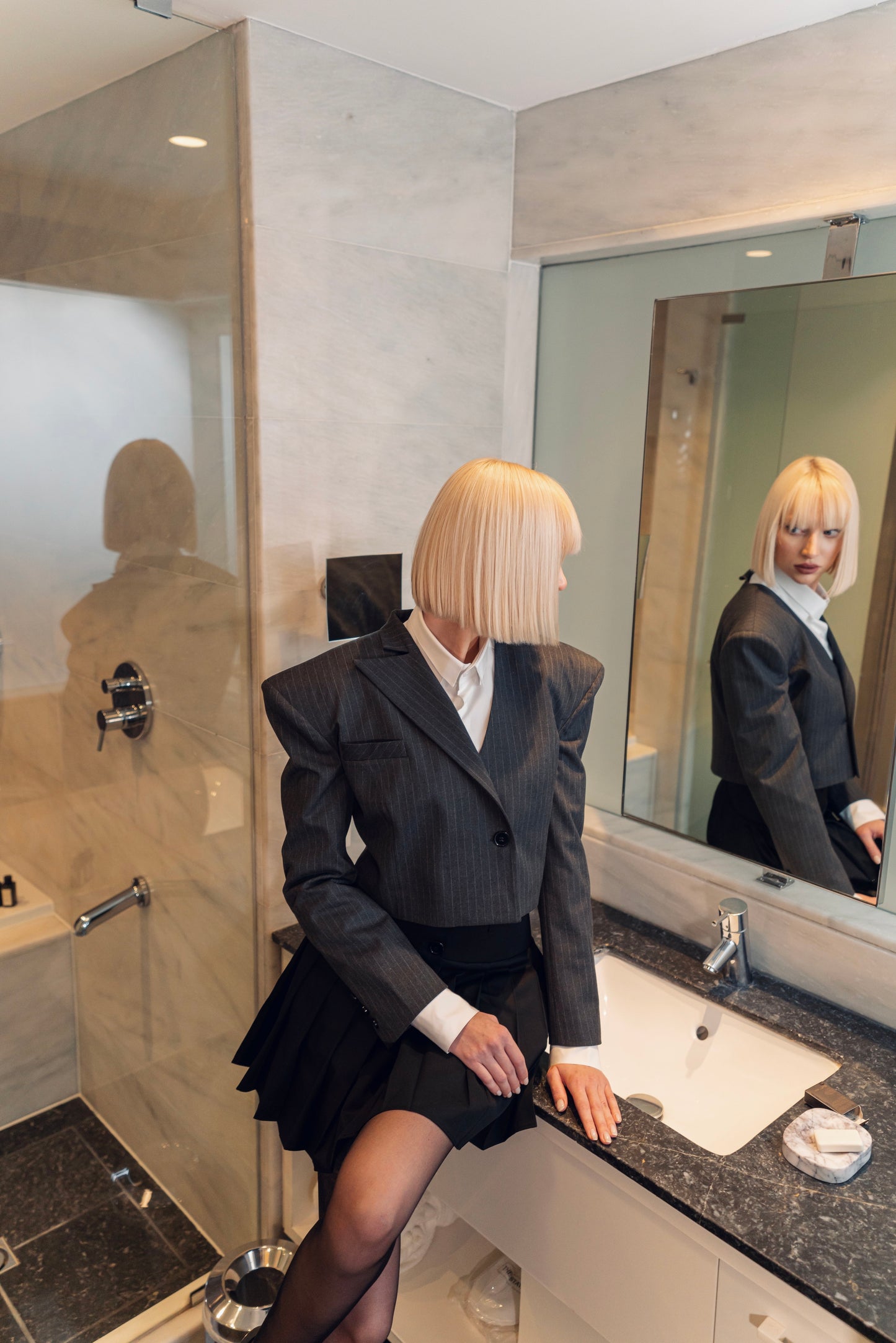One-Sided Collar Mini Blazer