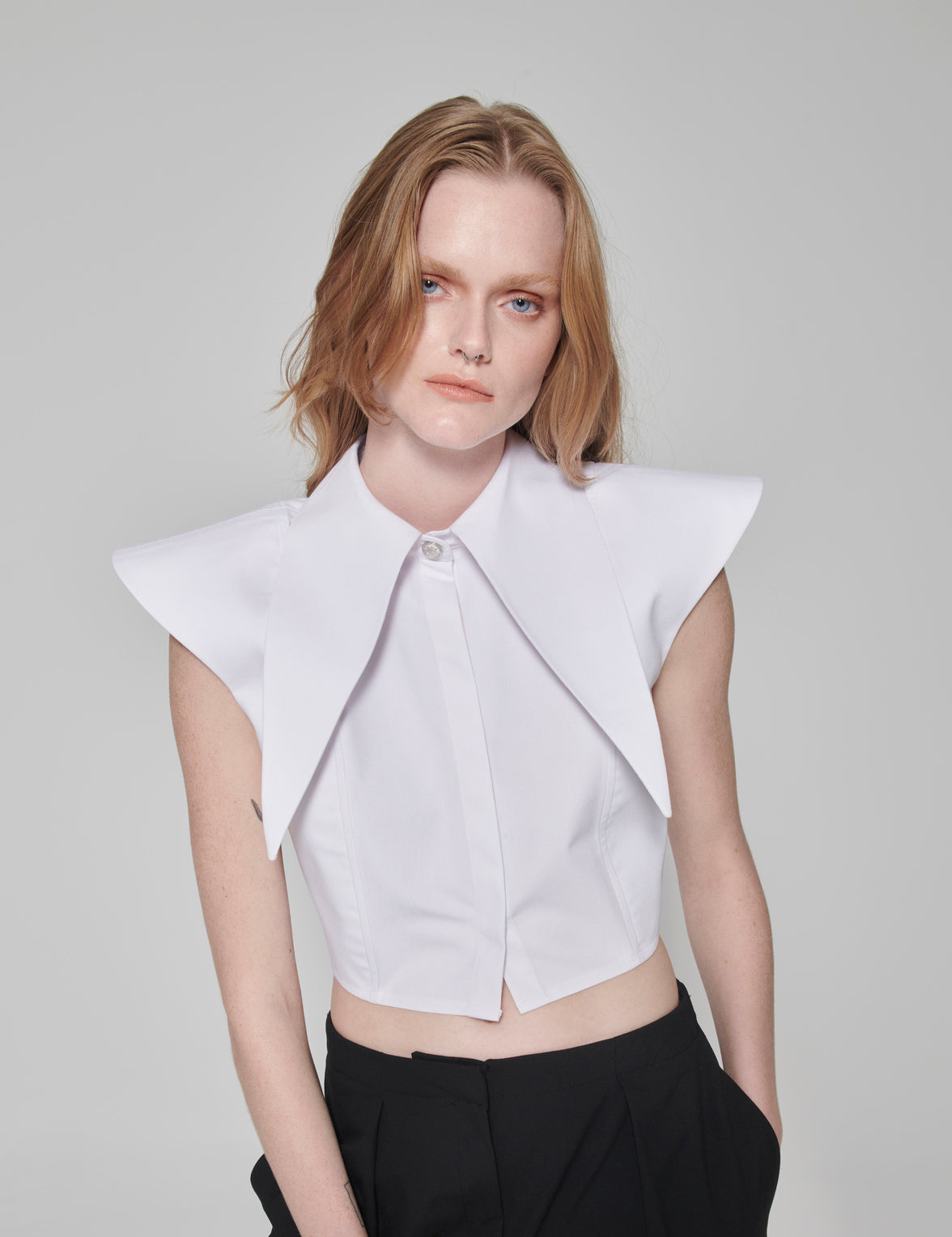 White Long Collar Shirt
